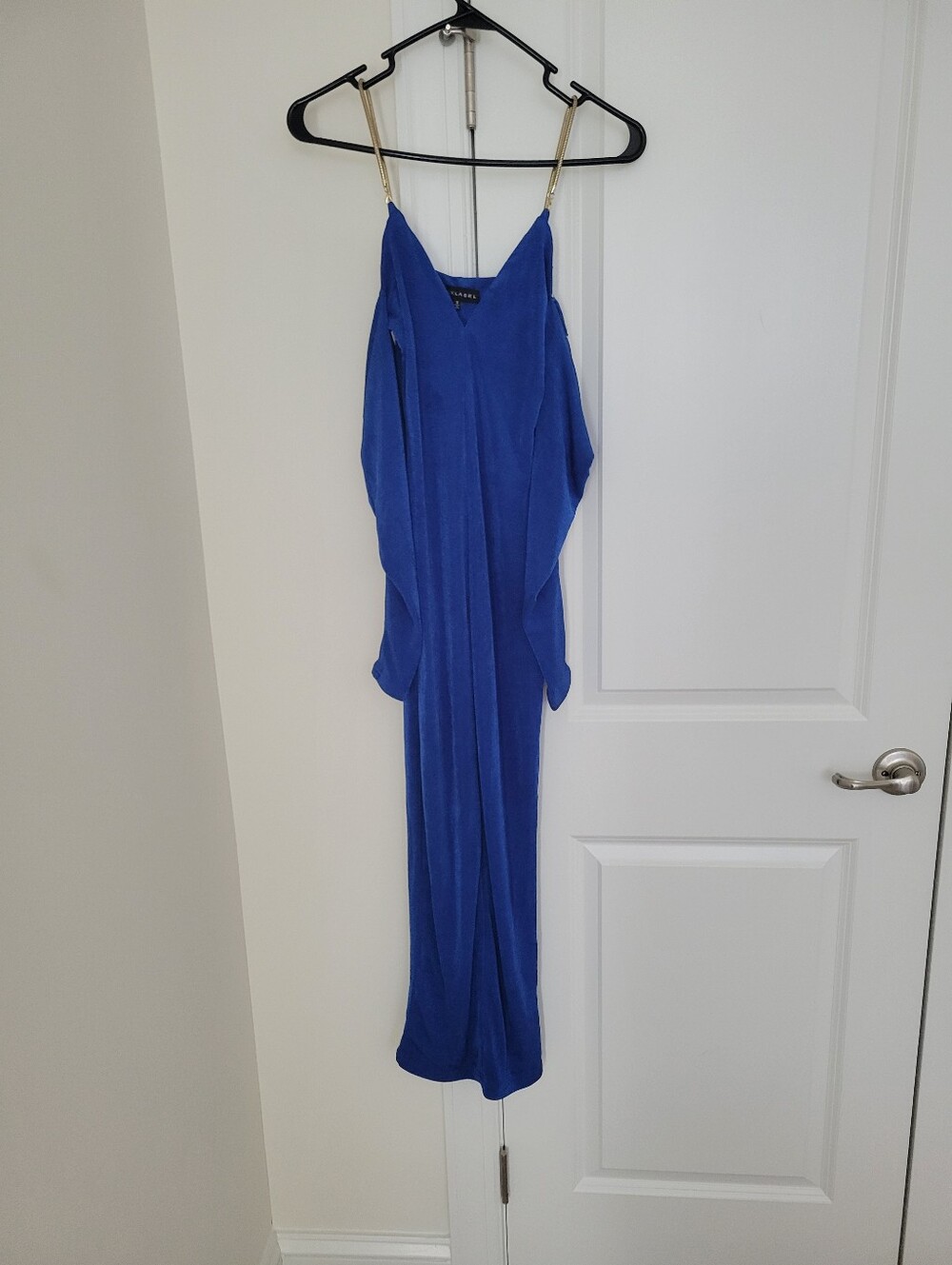 JLUXLABEL Royal Blue Slip Maxi Dress with Gold Straps